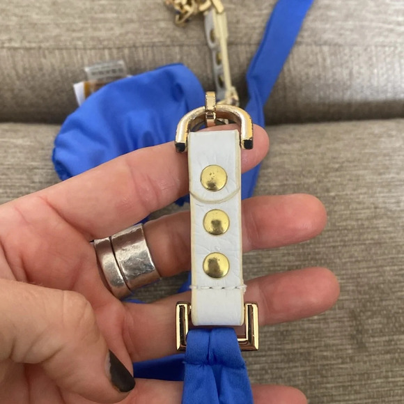 Beach bunny bronze leather and gold chain triangle top bikini size large blue - Picture 7 of 15